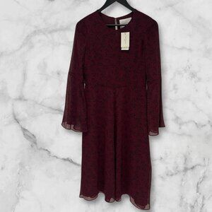 NWT LK Bennett Celia Purple Ruby Floral Shift Knee Length Dress Size 8